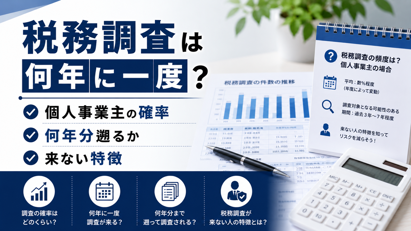 税務調査は何年に一度来るかの頻度や個人事業主の確率・何年分遡るかの解説画像